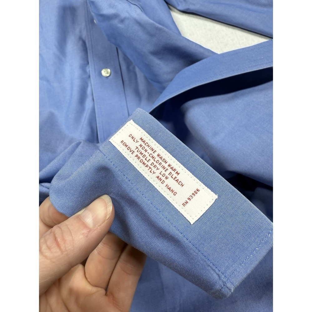 Brooks Brothers 346 Original‎ Polo Shirt Men 17 2/3 L Blue Long Sleeve Preppy - Picture 10 of 12